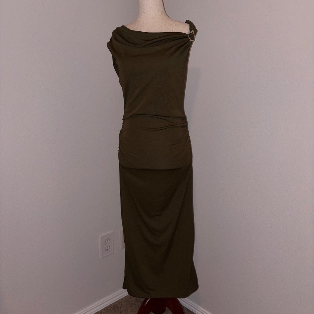 H&M Olive green midi dress